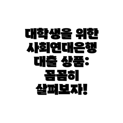 대학생을 위한 사회연대은행 대출 상품: 꼼꼼히 살펴보자!