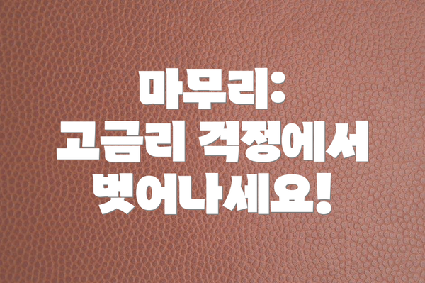 마무리:  고금리 걱정에서 벗어나세요!