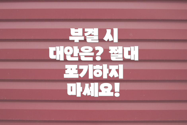 부결 시 대안은? 절대 포기하지 마세요!