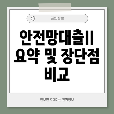 안전망대출II 요약 및 장단점 비교