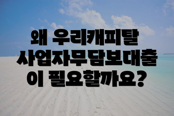 왜 우리캐피탈 사업자무담보대출이 필요할까요?