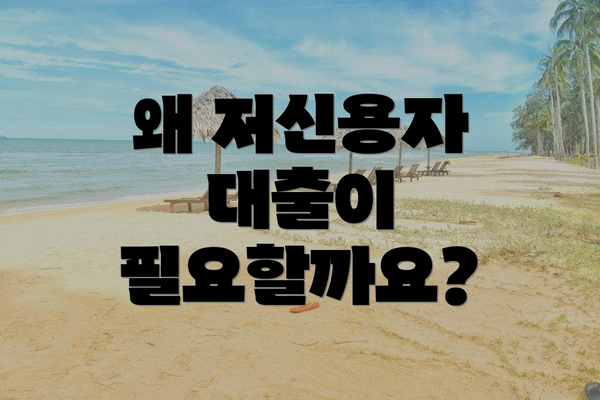 왜 저신용자 대출이 필요할까요?