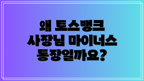 왜 토스뱅크 사장님 마이너스통장일까요?