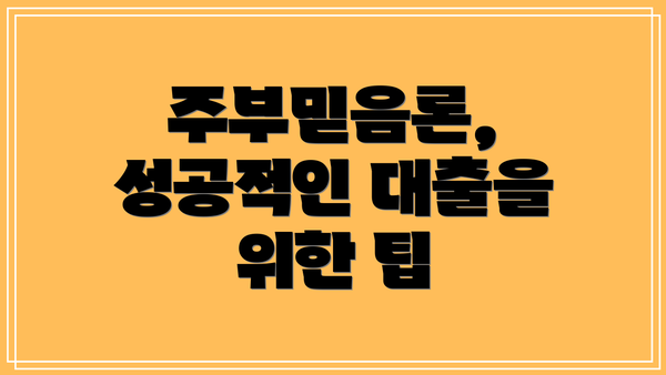 주부믿음론, 성공적인 대출을 위한 팁
