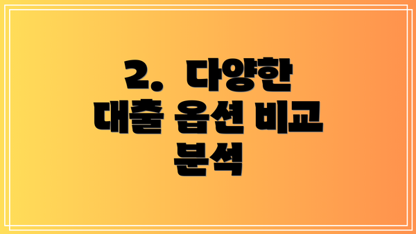 2.  다양한 대출 옵션 비교 분석