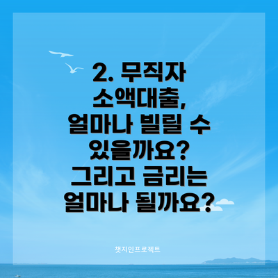 2. 무직자 소액대출, 얼마나 빌릴 수 있을까요? 그리고 금리는 얼마나 될까요?