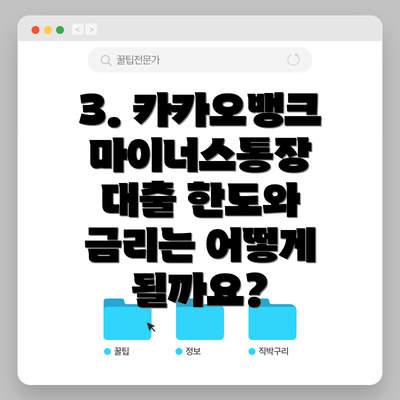 3. 카카오뱅크 마이너스통장 대출 한도와 금리는 어떻게 될까요?