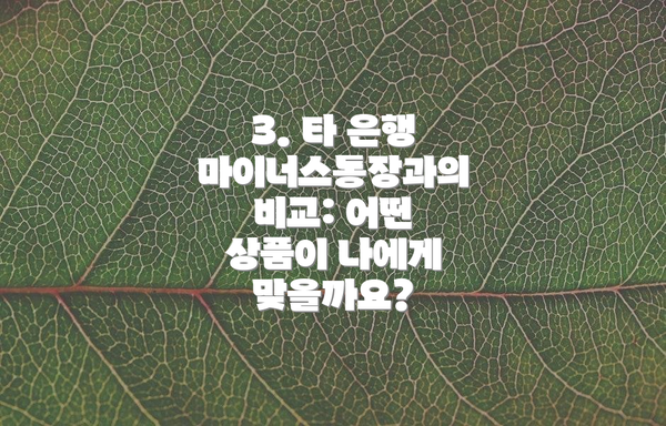 3. 타 은행 마이너스통장과의 비교: 어떤 상품이 나에게 맞을까요?