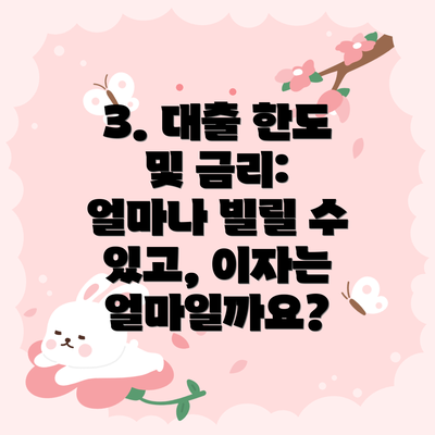 3. 대출 한도 및 금리: 얼마나 빌릴 수 있고, 이자는 얼마일까요?