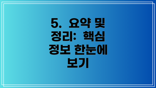 5.  요약 및 정리:  핵심 정보 한눈에 보기