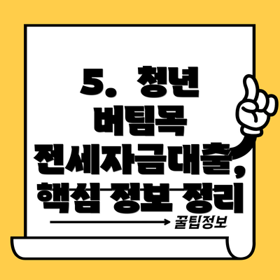 5.  청년 버팀목 전세자금대출,  핵심 정보 정리