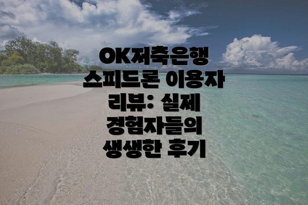 OK저축은행 스피드론 이용자 리뷰: 실제 경험자들의 생생한 후기