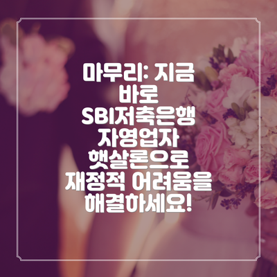 마무리: 지금 바로 SBI저축은행 자영업자 햇살론으로 재정적 어려움을 해결하세요!