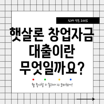 햇살론 창업자금 대출이란 무엇일까요?