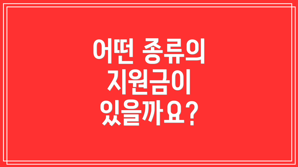 어떤 종류의 지원금이 있을까요?