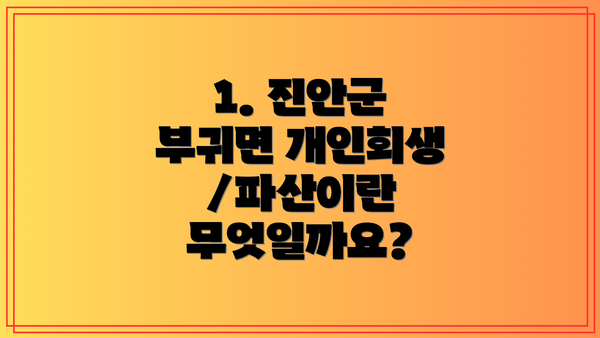 1. 진안군 부귀면 개인회생/파산이란 무엇일까요?