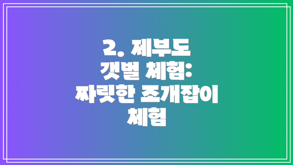 2. 제부도 갯벌 체험: 짜릿한 조개잡이 체험