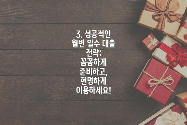 3. 성공적인 월변 일수 대출 전략:  꼼꼼하게 준비하고, 현명하게 이용하세요!