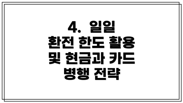 4.  일일 환전 한도 활용 및 현금과 카드 병행 전략