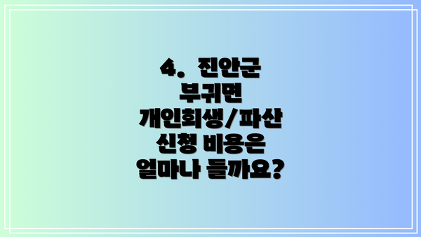 4.  진안군 부귀면 개인회생/파산 신청 비용은 얼마나 들까요?