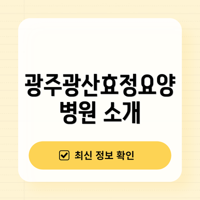 광주광산효정요양병원 소개