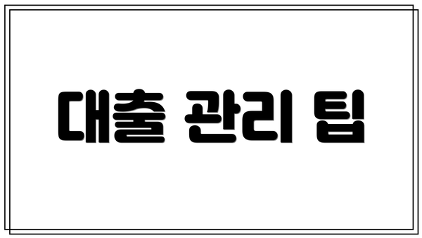 대출 관리 팁
