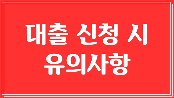 대출 신청 시 유의사항