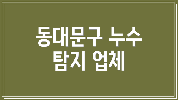 동대문구 누수 탐지 업체
