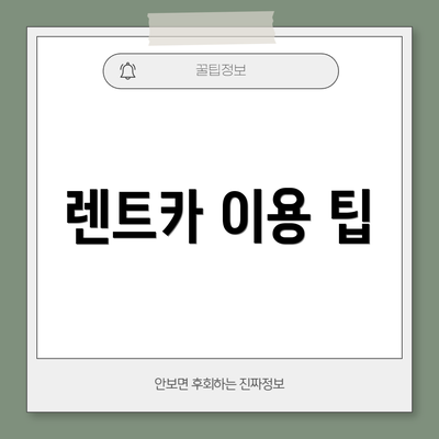 렌트카 이용 팁