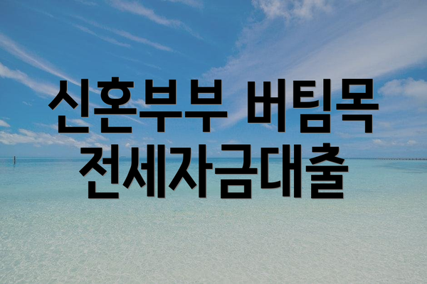 신혼부부 버팀목 전세자금대출