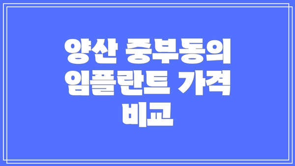 양산 중부동의 임플란트 가격 비교