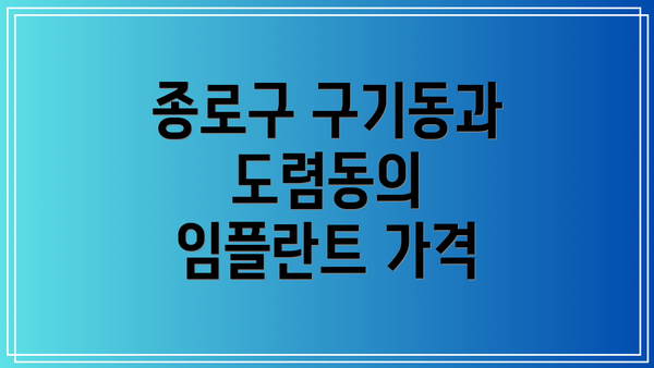 종로구 구기동과 도렴동의 임플란트 가격