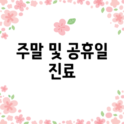 주말 및 공휴일 진료