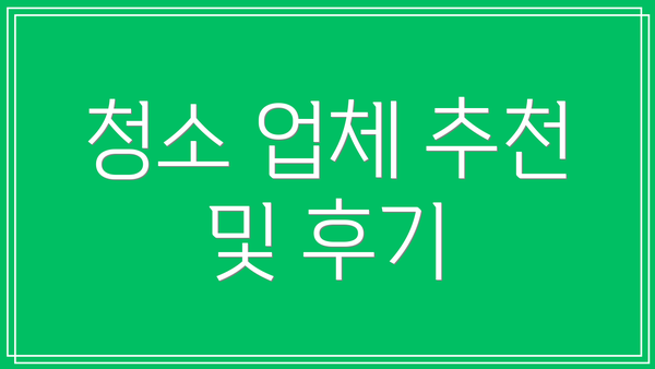 청소 업체 추천 및 후기
