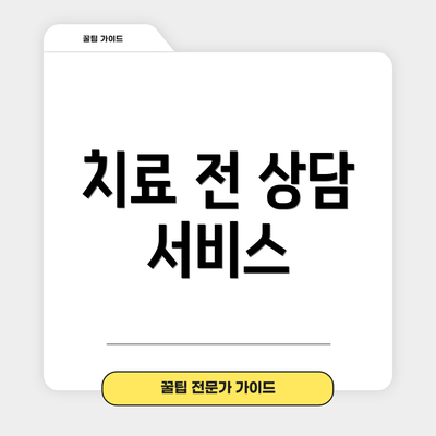 치료 전 상담 서비스