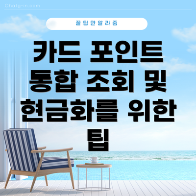 카드 포인트 통합 조회 및 현금화를 위한 팁