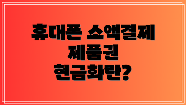 휴대폰 소액결제 제품권 현금화란?